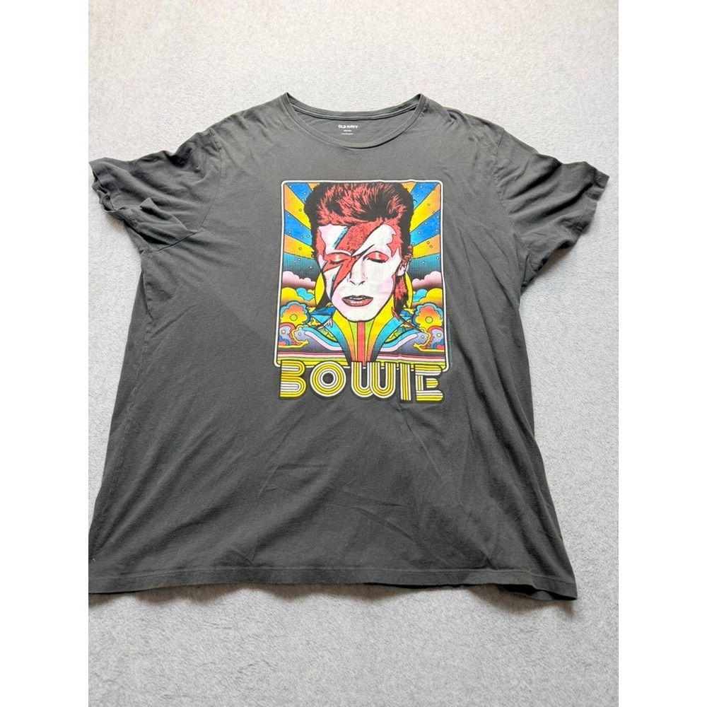 Old Navy David Bowie Graphic T-Shirt Mens XXXL Charcoal Grey Ziggy Stardust Rock